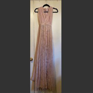 Light Pink Lace Halter Maxi Dress